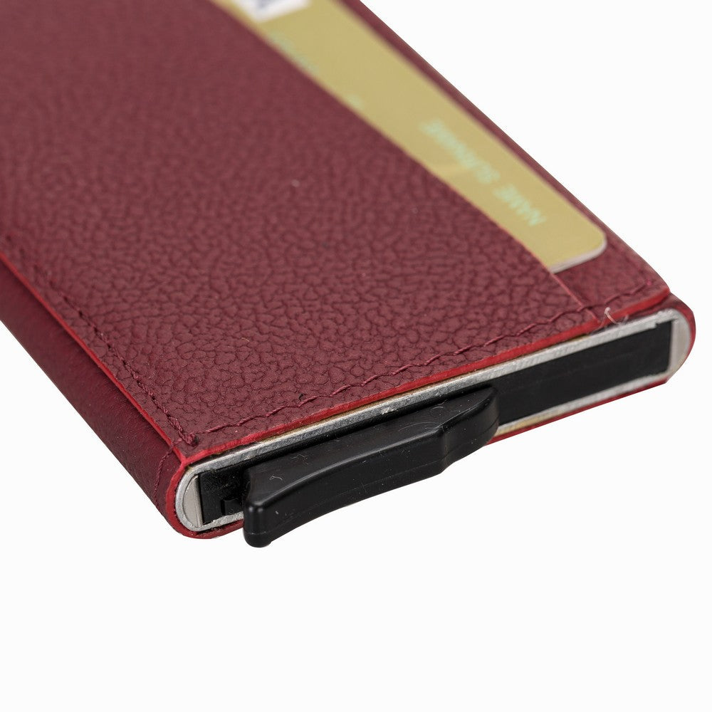 Torres Leather Card Holder with Mechanism Drop16 Claret Red