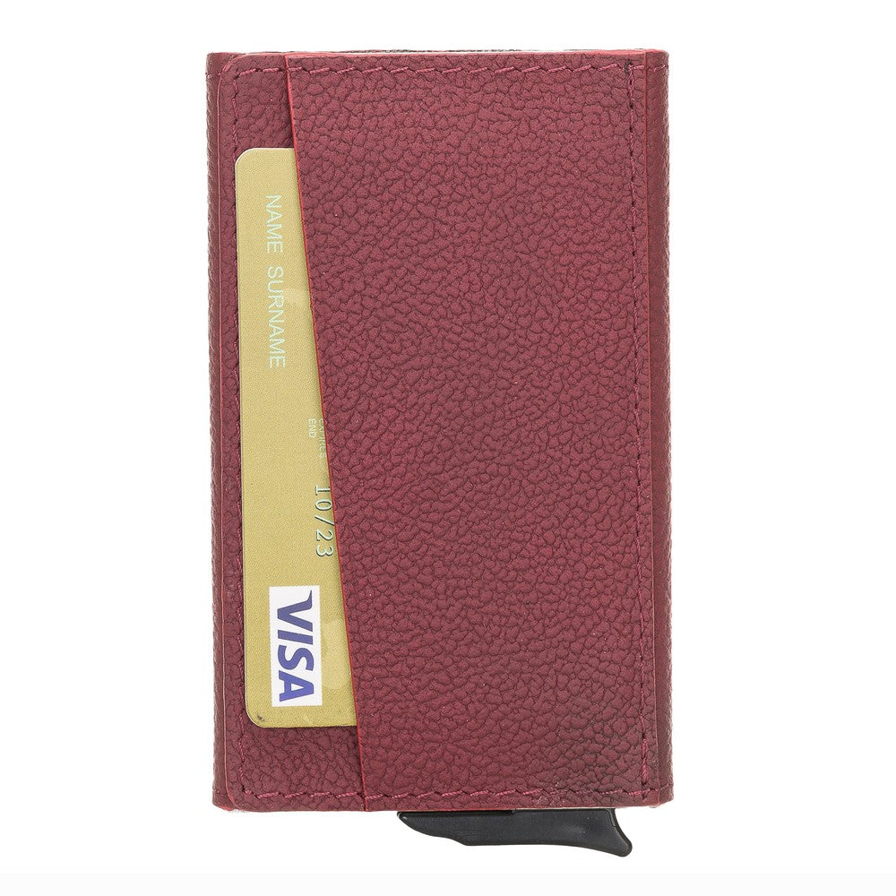 Torres Leather Card Holder with Mechanism Drop16 Claret Red