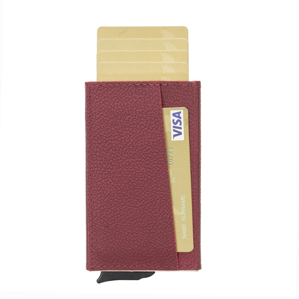 Torres Leather Card Holder with Mechanism Drop16 Claret Red