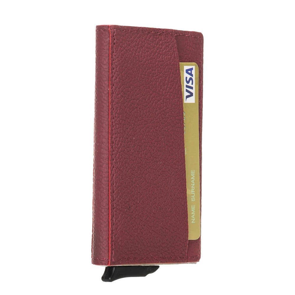 Torres Leather Card Holder with Mechanism Drop16 Claret Red