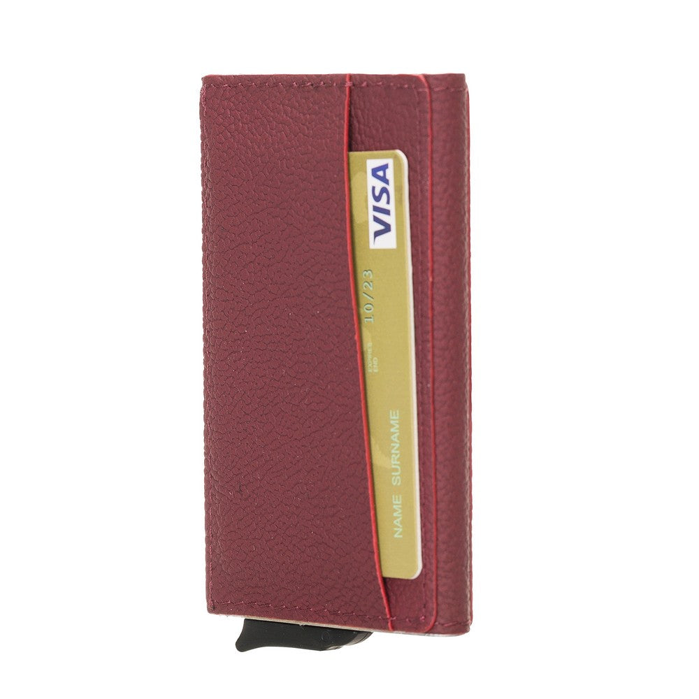 Torres Leather Card Holder with Mechanism Drop16 Claret Red