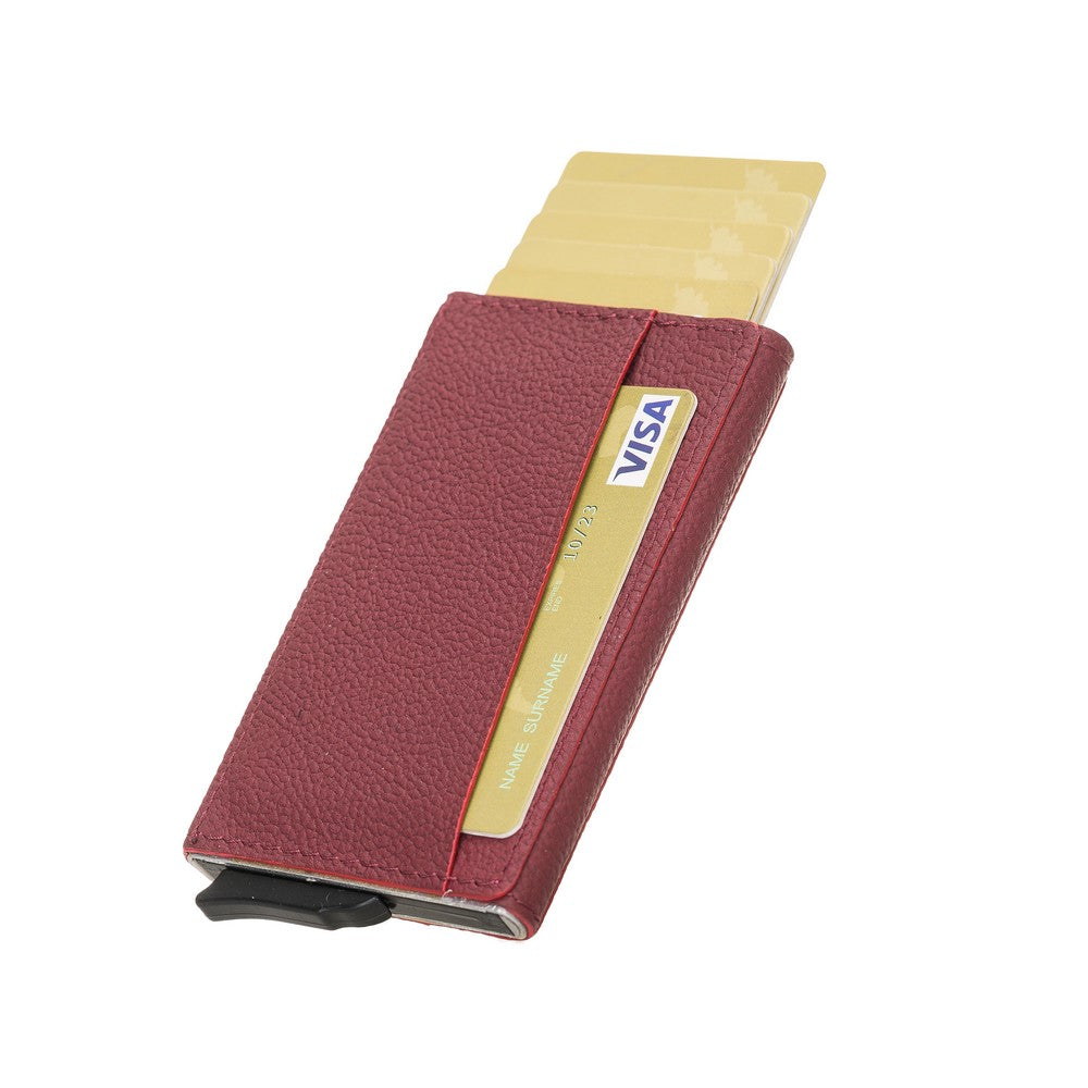 Torres Leather Card Holder with Mechanism Drop16 Claret Red