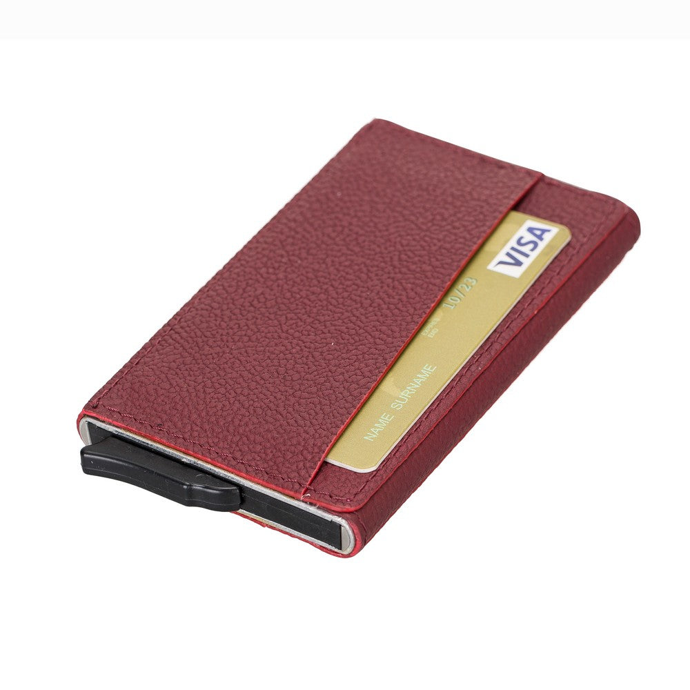 Torres Leather Card Holder with Mechanism Drop16 Claret Red