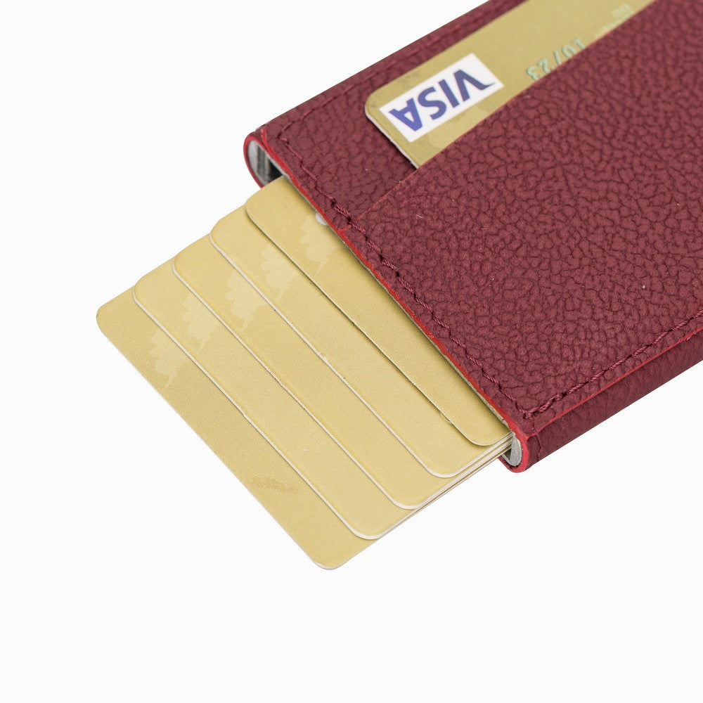 Torres Leather Card Holder with Mechanism Drop16 Claret Red