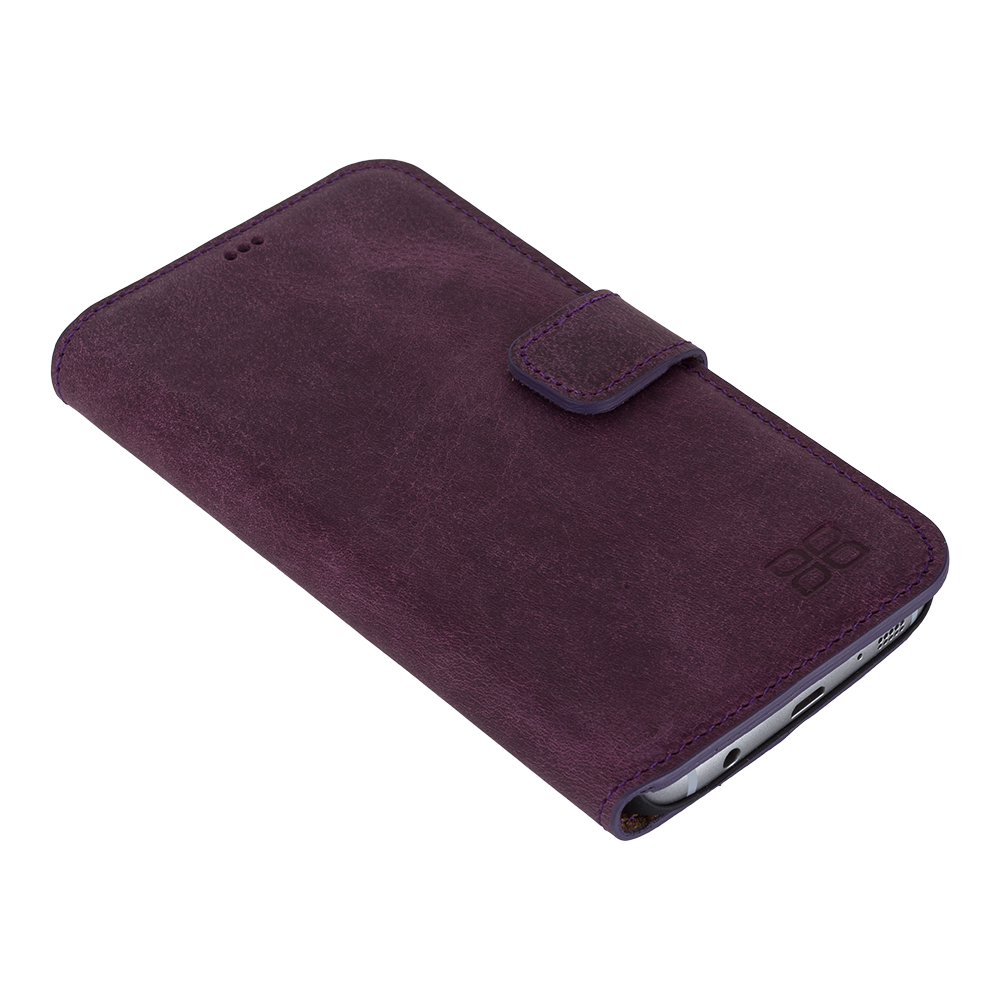 Samsung Galaxy S7 Compatible Leather Wallet Case WCID G7 Purple