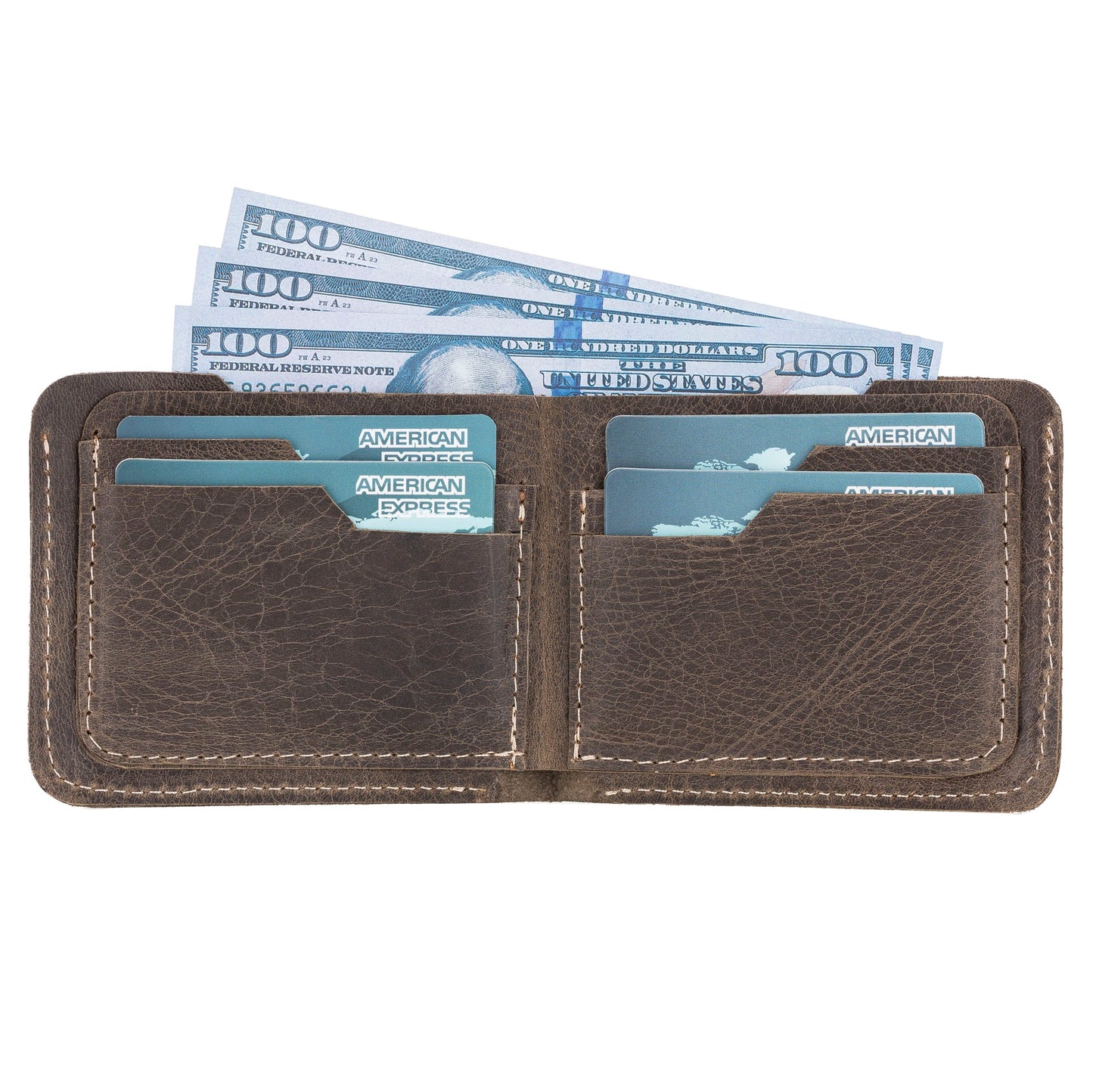 Leather Wallet, 4 Card Compartments, Caramel Brown