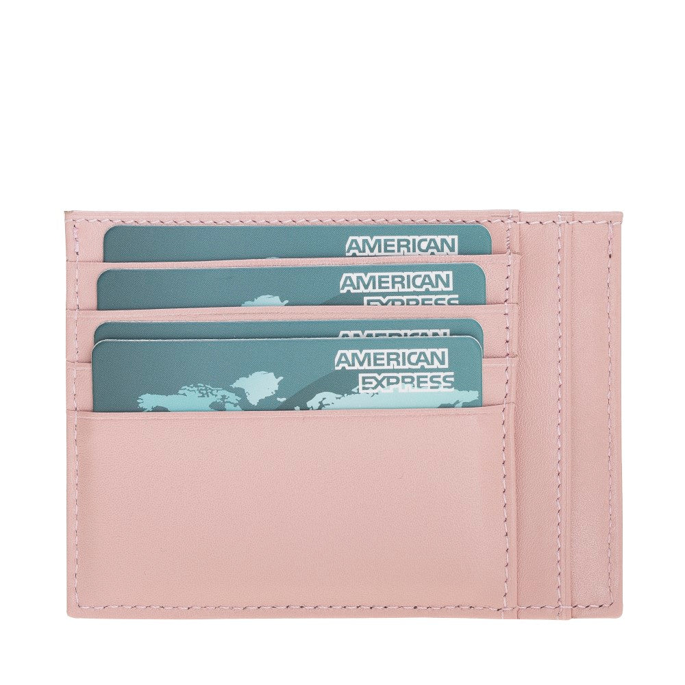 Leather Card Holder, Coin Compartment, 6 Card Compartments, Candy Pink